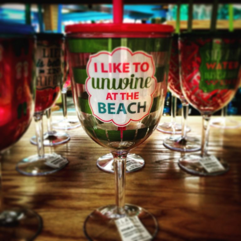 Souvenir beach tumblers at a Cocoa Beach shop