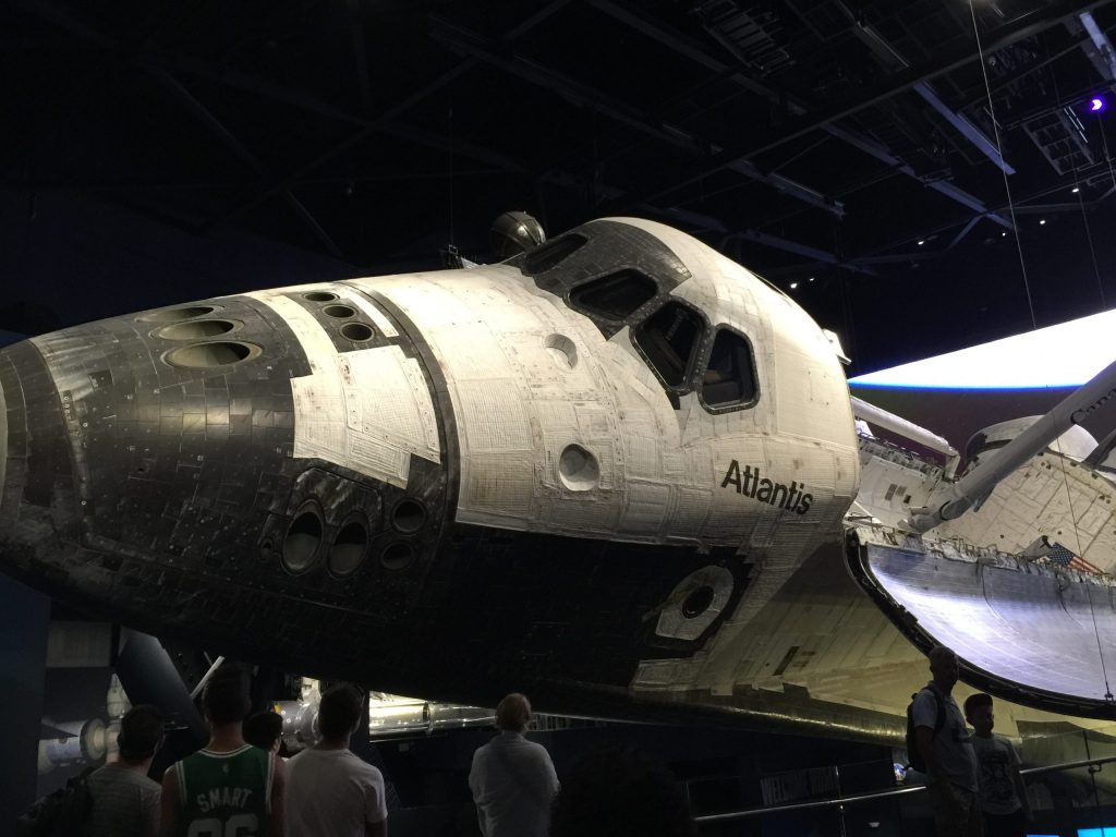 Atlantis cockpit and fuselage detail at Kennedy Space Center, Florida