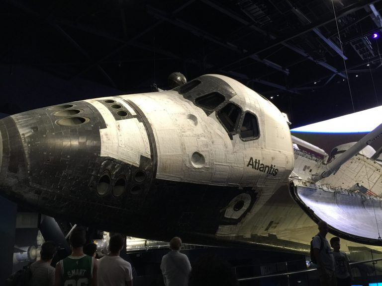 Atlantis cockpit and fuselage detail at Kennedy Space Center, Florida