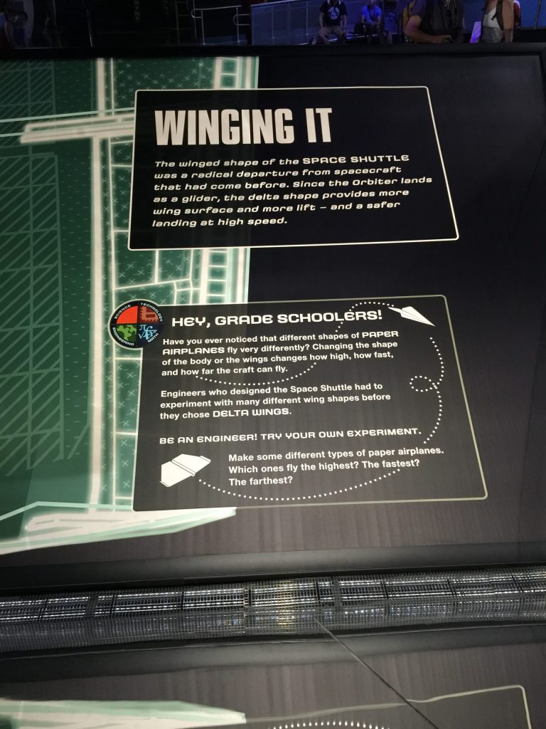 'Winging It' Space Shuttle design exhibit at Kennedy Space Center, Florida