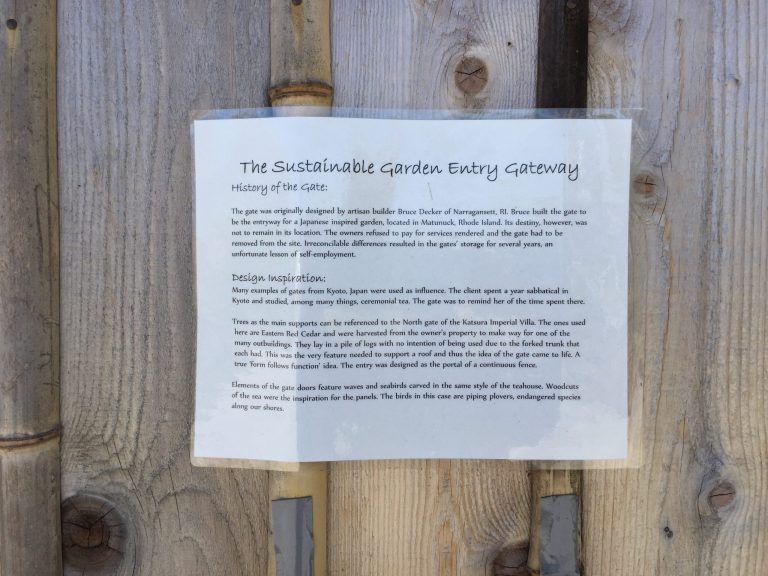 The Sustainable Garden Entry Gateway sign at the Farmingdale Teaching Gardens