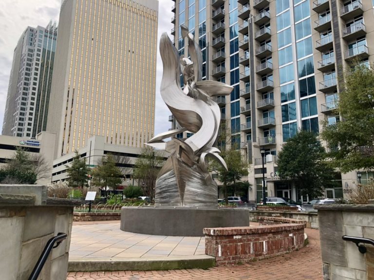 Sculpted curves of steel in an uptown plaza