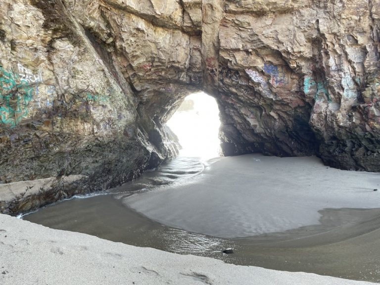 Daylight through the arch of the sea cave