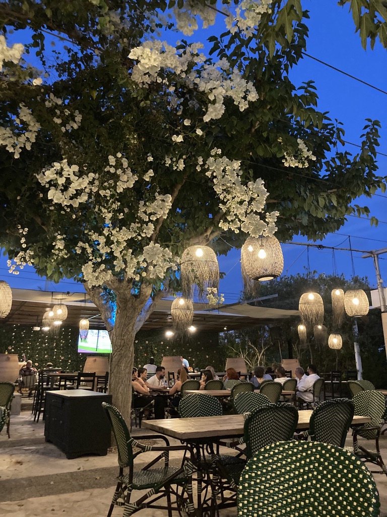 Al fresco dining beneath the blossoms