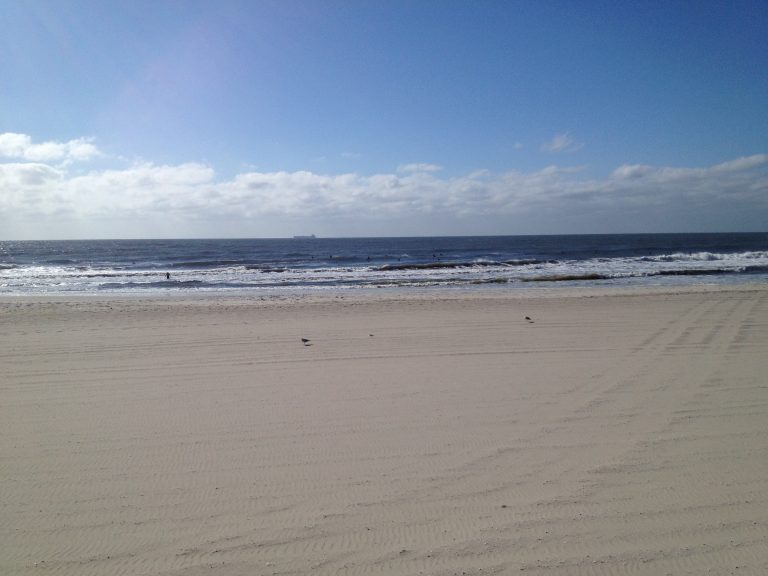 Looking out to sea from the sand at Long Beach, Long Island.