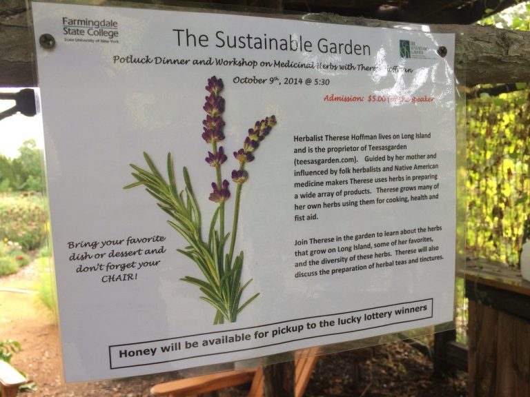 Sustainable Garden sign at Farmingdale State College