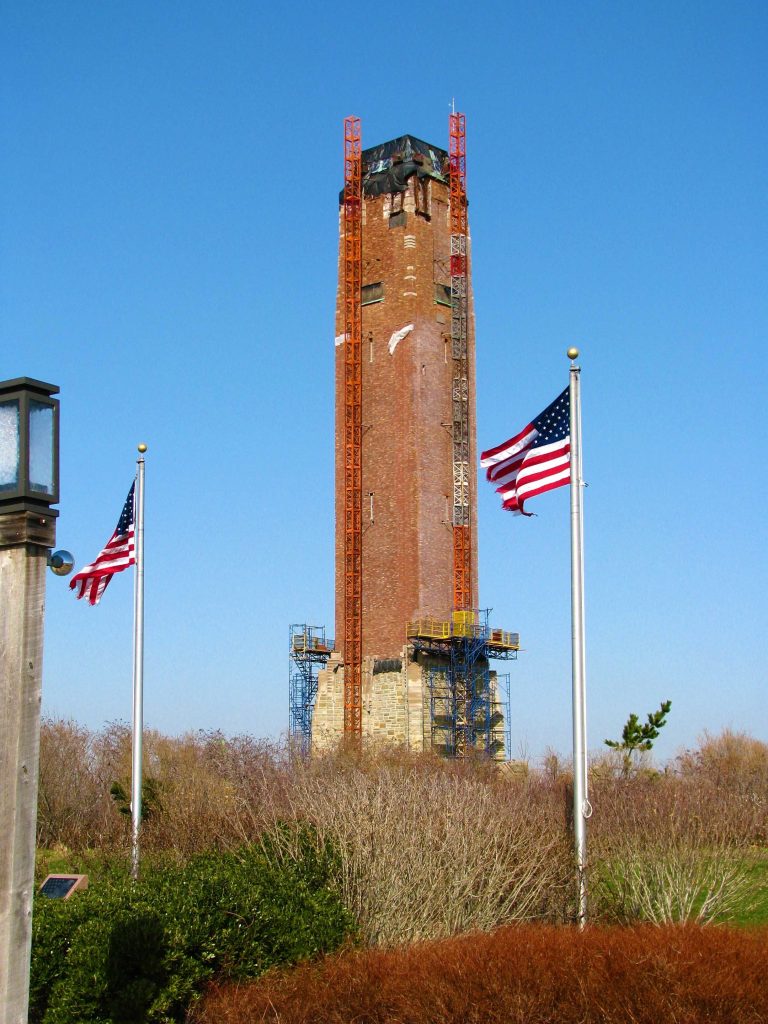 The Jones Beach water tower under restoration.