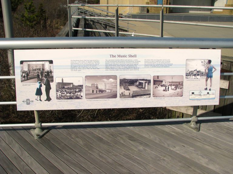 Interpretive sign about the Music Shell at Jones Beach.
