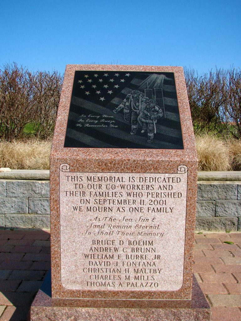 A 9/11 memorial at Jones Beach dedicated to fallen co-workers.