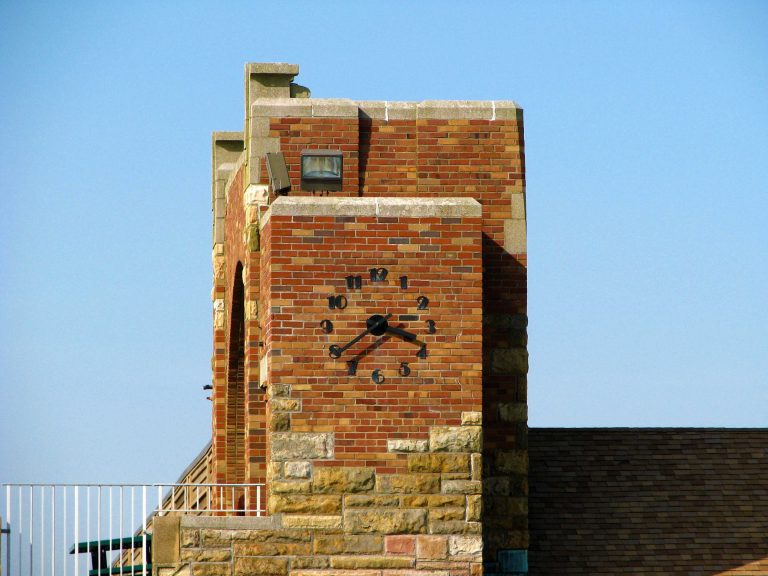 The brick clock tower at Jones Beach.