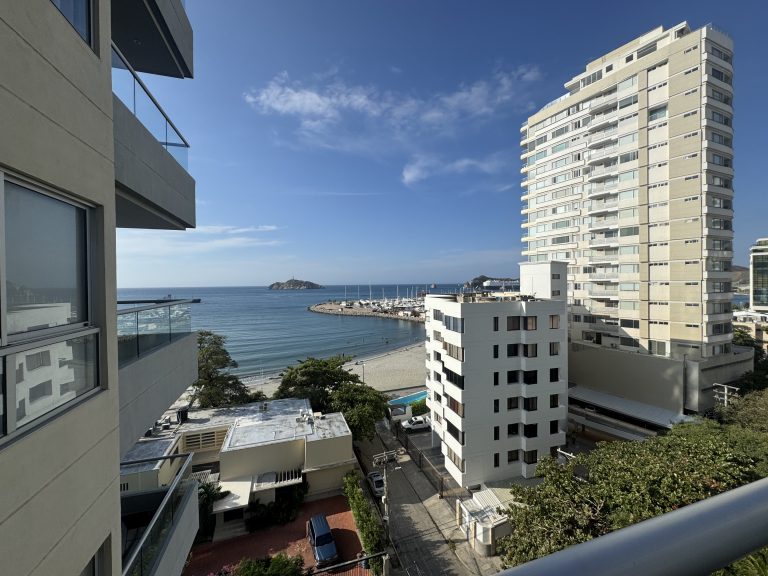 Santa Marta marina and El Morro Island in the distance