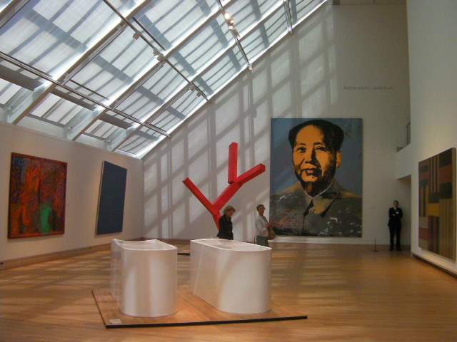 A skylit Modern Art gallery anchored by Andy Warhol's 'Mao' — The Met, 2009.