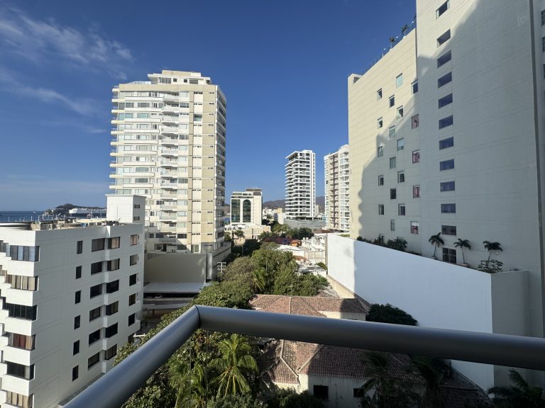 Looking out from a high-rise balcony
