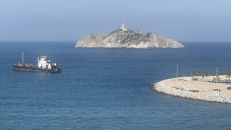 Working vessel in the bay off Santa Marta