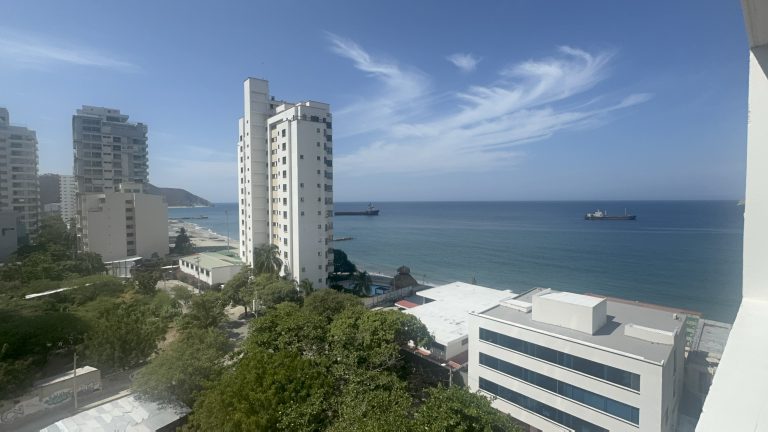 Santa Marta's beachfront on a clear morning