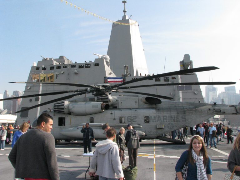 USS New York — Marines Helicopter and Island