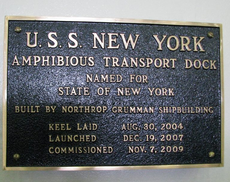 USS New York — Commissioning Plaque Close-Up