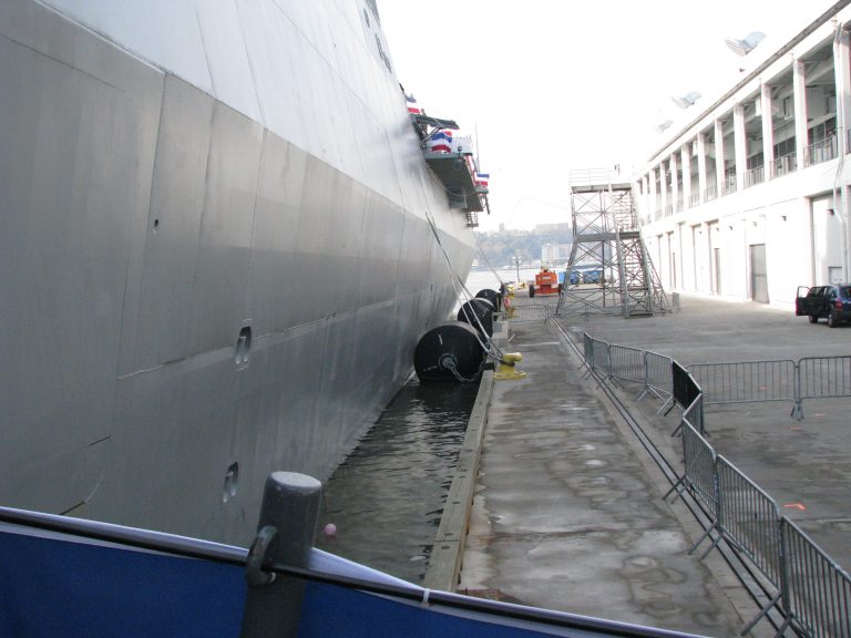 USS New York — Along the Hull at Dock