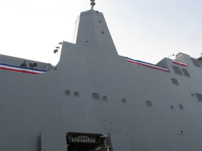 USS New York — Mast and Island Up Close